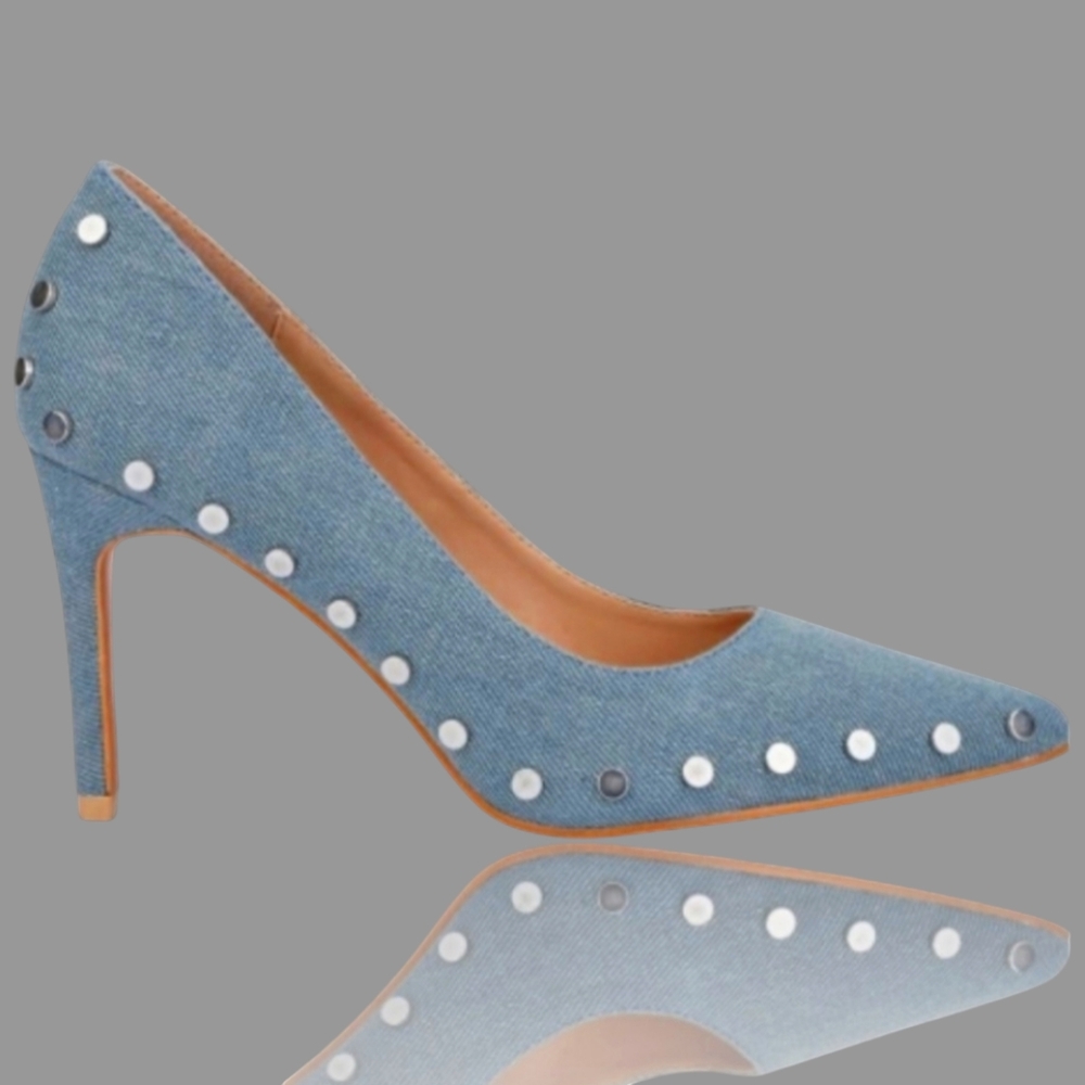🆕Chic Studded Denim Pump Style Shoe